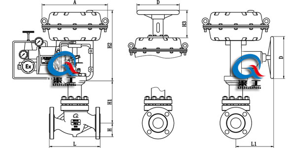 氣動薄膜單座調節(jié)閥（外形尺寸圖）