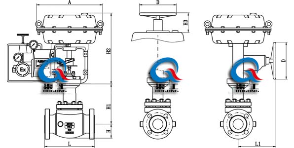 ZJHBW-P/M氣動保溫調節閥、夾套保溫氣動調節閥 (外形尺寸圖)